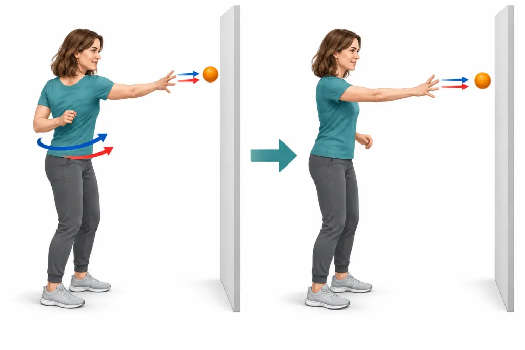 Ballwurf an die Wand – mit und ohne Drehen