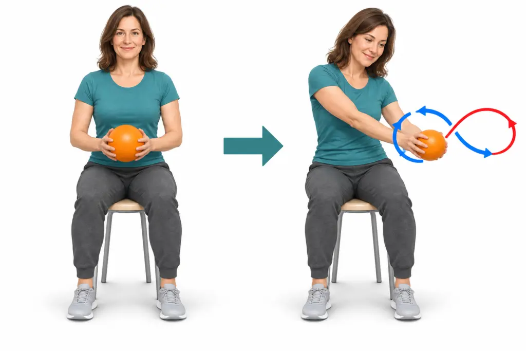 Pilatesball-Acht im Sitz